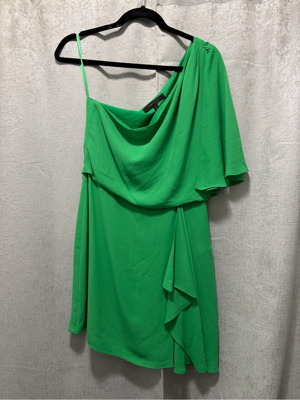 BCBGMaxAzria Vibrant Green One-Shoulder Draped Dress